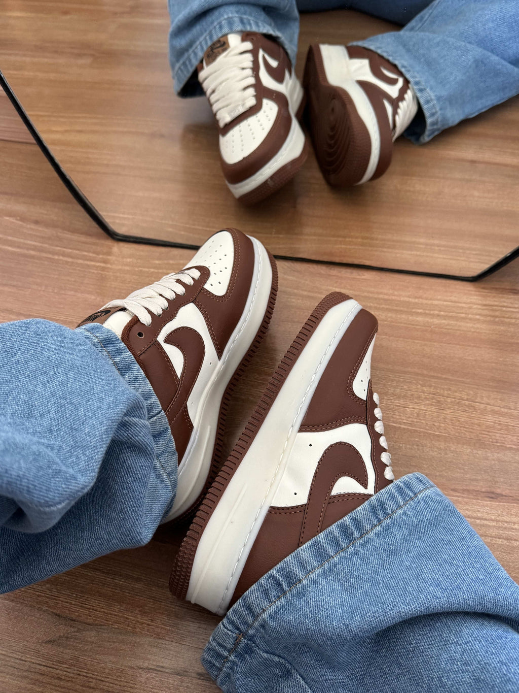 Tênis Air Force Marrom Feminino Cano Baixo