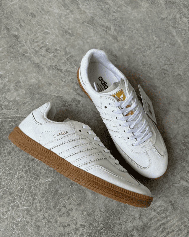 Tênis Adidas Samba Branco Feminino em Couro Legítimo