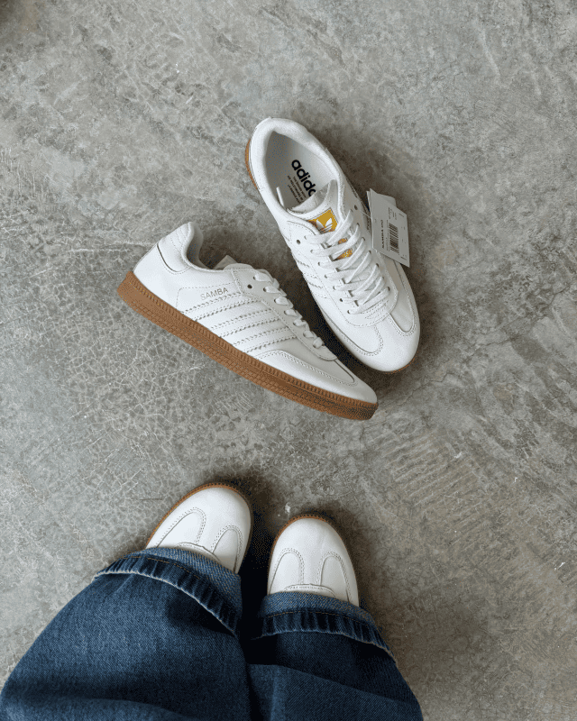 Tênis Adidas Samba Branco Feminino em Couro Legítimo