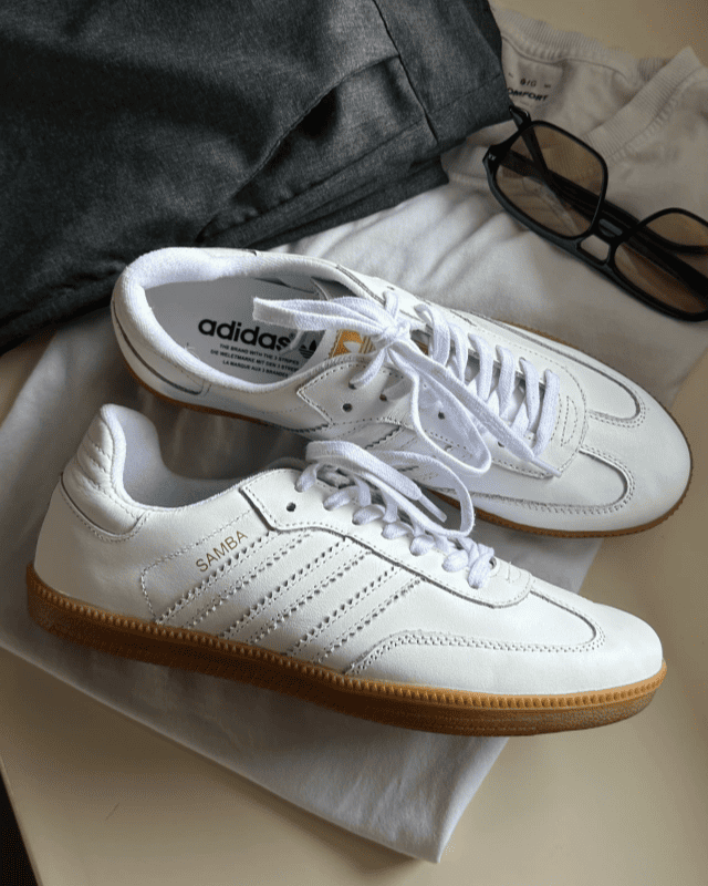 Tênis Adidas Samba Branco Feminino em Couro Legítimo