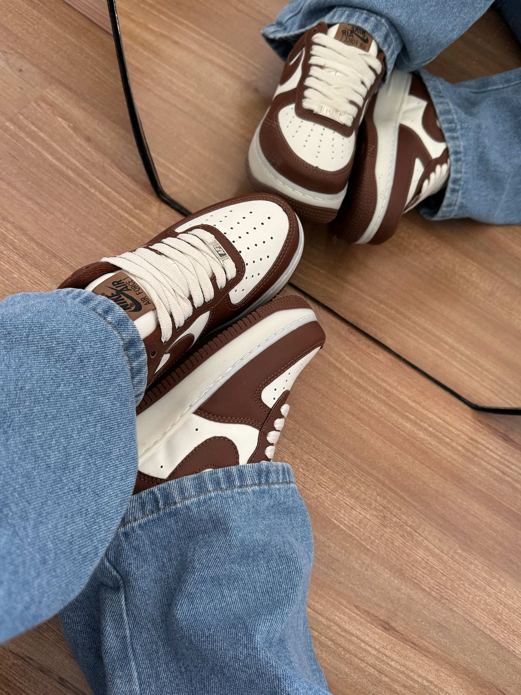 Tênis Air Force Marrom Feminino Cano Baixo