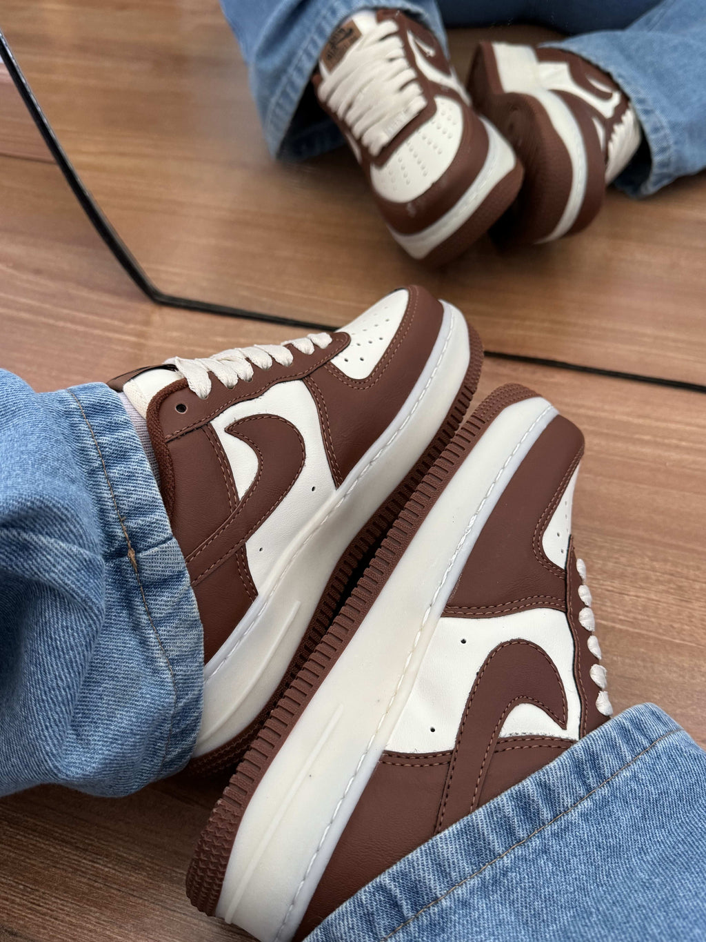 Tênis Air Force Marrom Feminino Cano Baixo