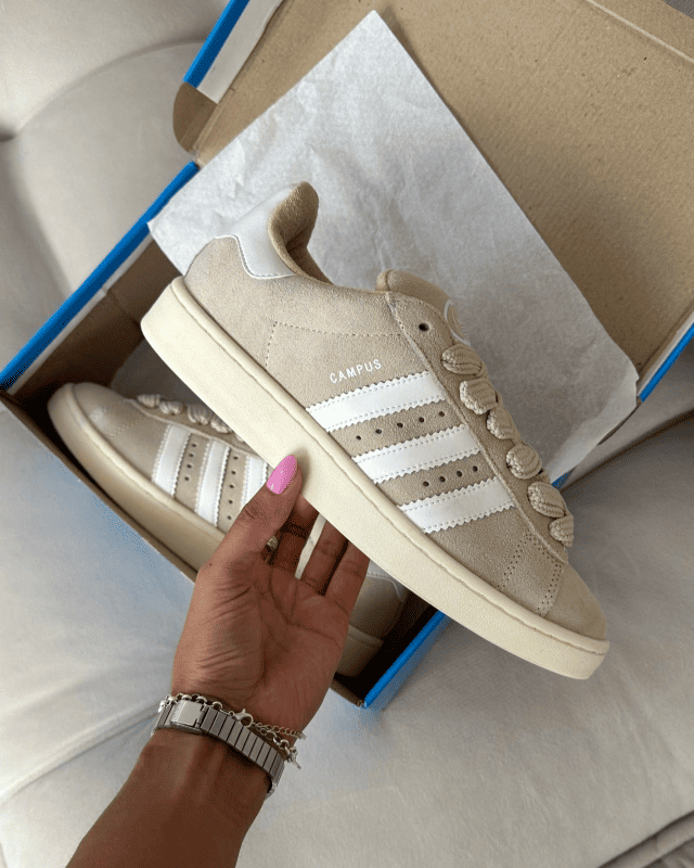 Tênis Adidas Campus 00s Bege Feminino em Couro Legítimo